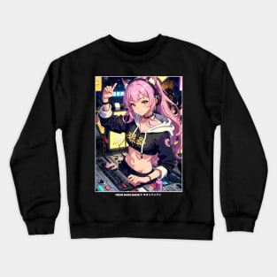 Japanese Kawaii Anime Girl Streetwear - DJ Crewneck Sweatshirt